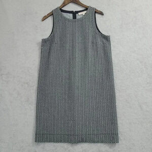 Ann Taylor Loft Chevron Black & White Sleeveless Midi Shift Dress LP 4CT